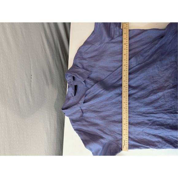 Valerie Stevens Womens 100% linen Wrap Blouse XL 3/4 Sleeve Purple Front Tie - Picture 6 of 11